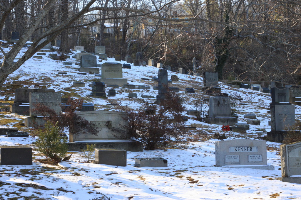 snow and grave markers