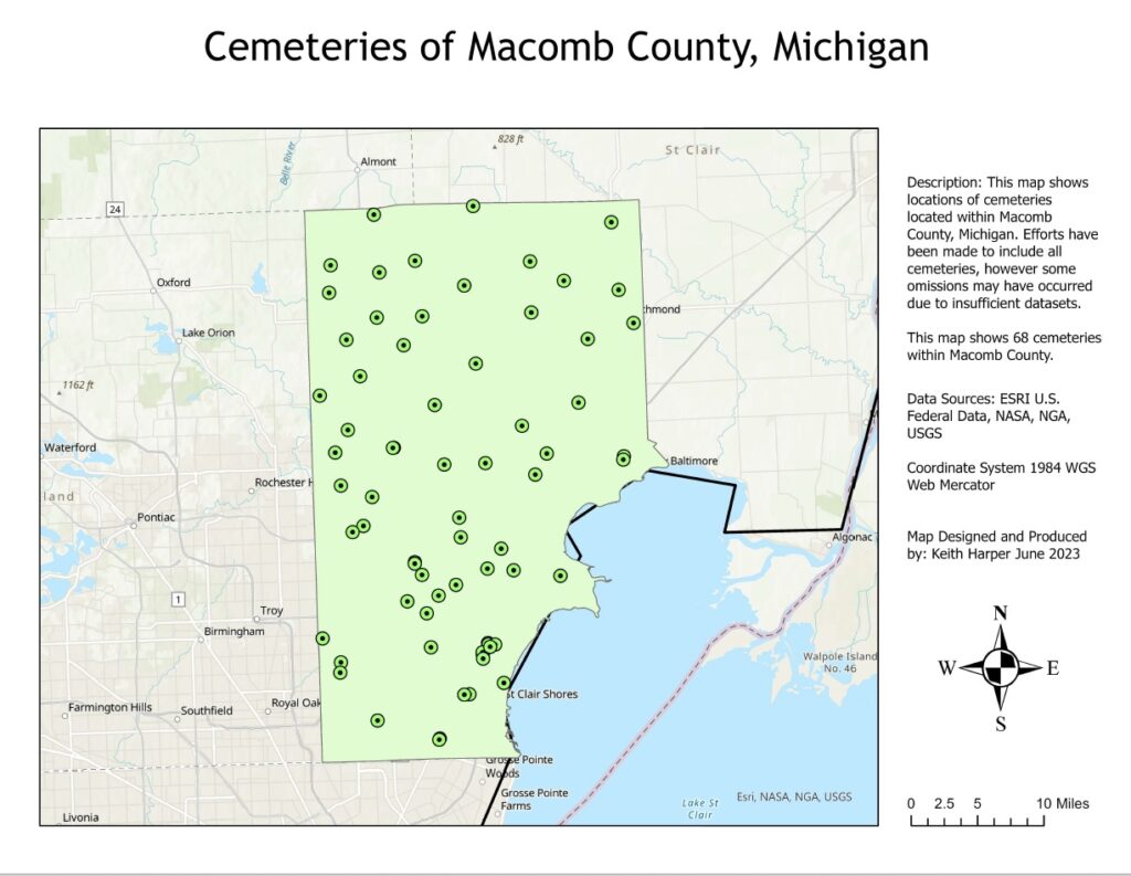 Map of Cemeteries of Macomb Michigan
