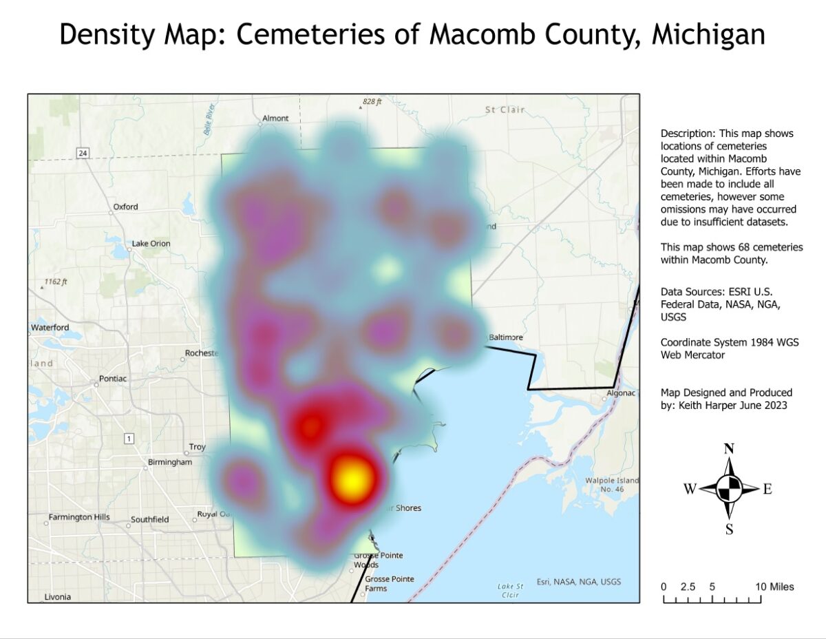 Cemetery Heat Map Macomb County Michigan