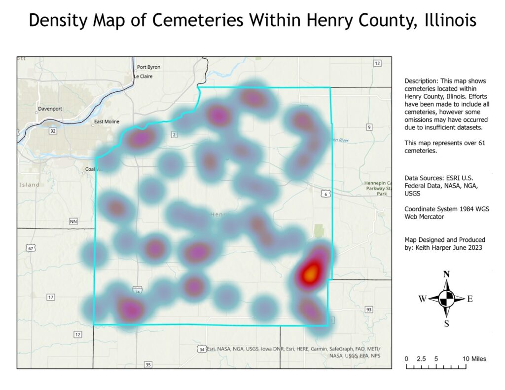 cemetery heat map of henry county illinois